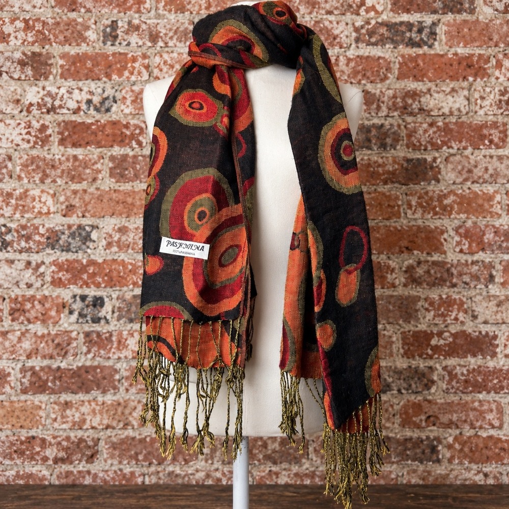 Pashmina Scarf Wrap Geometric Fall Autumn Mod MCM Festival Layering Boho Retro
